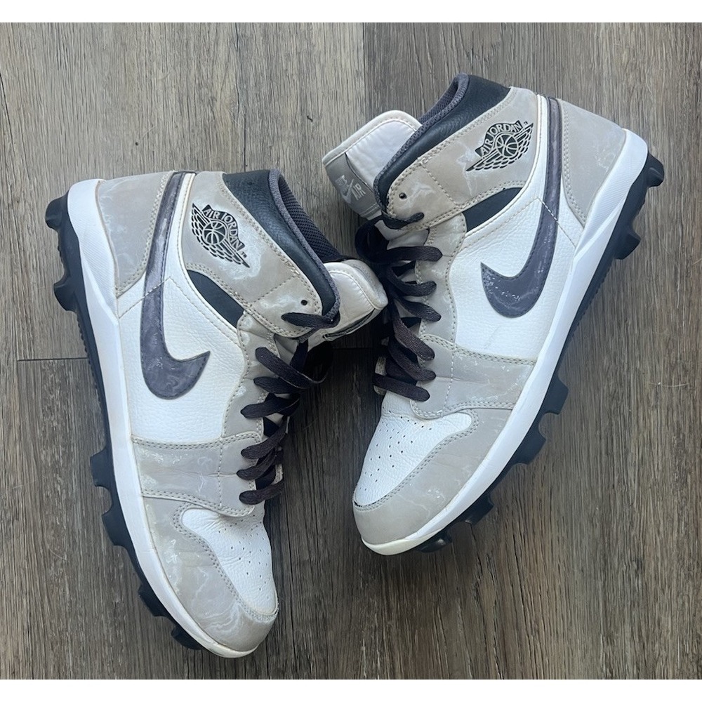 Nike Air Jordan 1 Retro MCS Baseball Cleats Light Smoke Grey Men's Size 10
